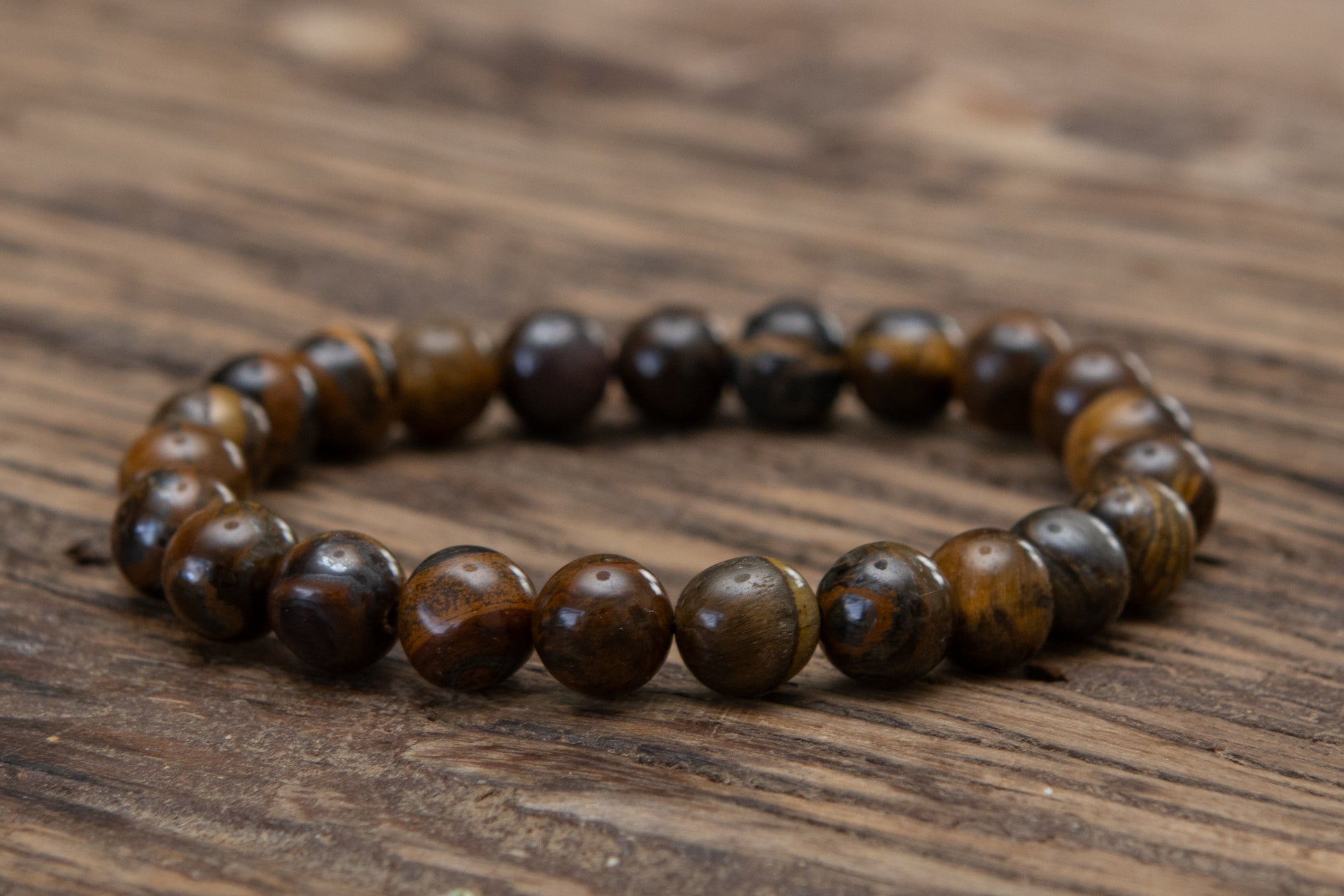 MAJOSA | Tijgeroog kralen armband - De Kralenkoning