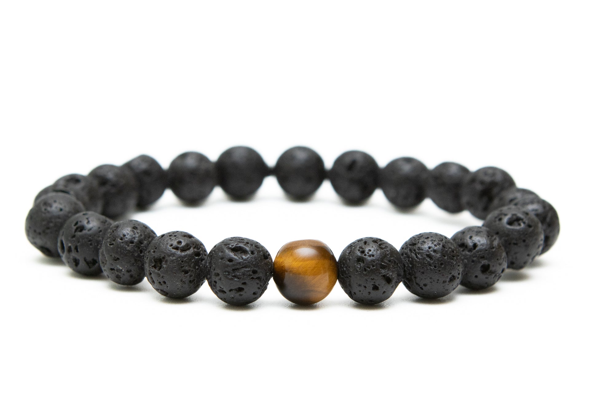 MAJOSA | Lavasteen & tijgeroog kralen armband - De Kralenkoning