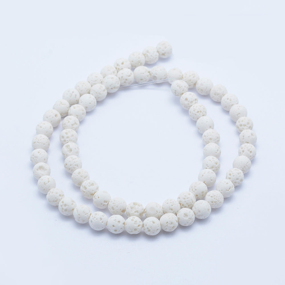 Natuursteen Lava Wit Kralen - per 25 stuks